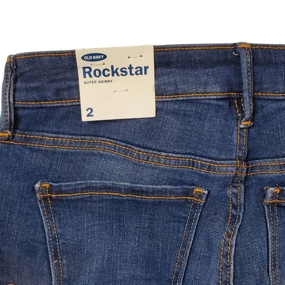 Old Navy 'Rockstar' Super Skinny distressed ripped blue jeans - Women's 2 - NWT - Picture 6 of 9